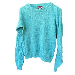 Vintage Honors size XL turquoise textured knit pattern
